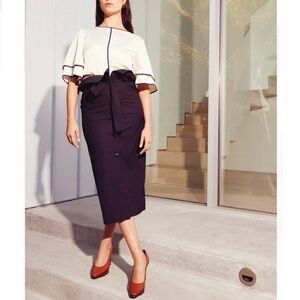 Kamperett Lazar Pencil Midi Skirt Black Cotton XS